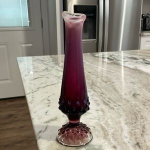 Fenton Plum Opalescent Bud Vase